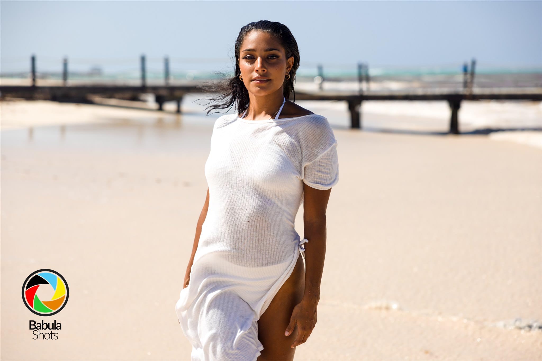 Punta Cana photographer capturing a fun and casual beach photo session at sunrise