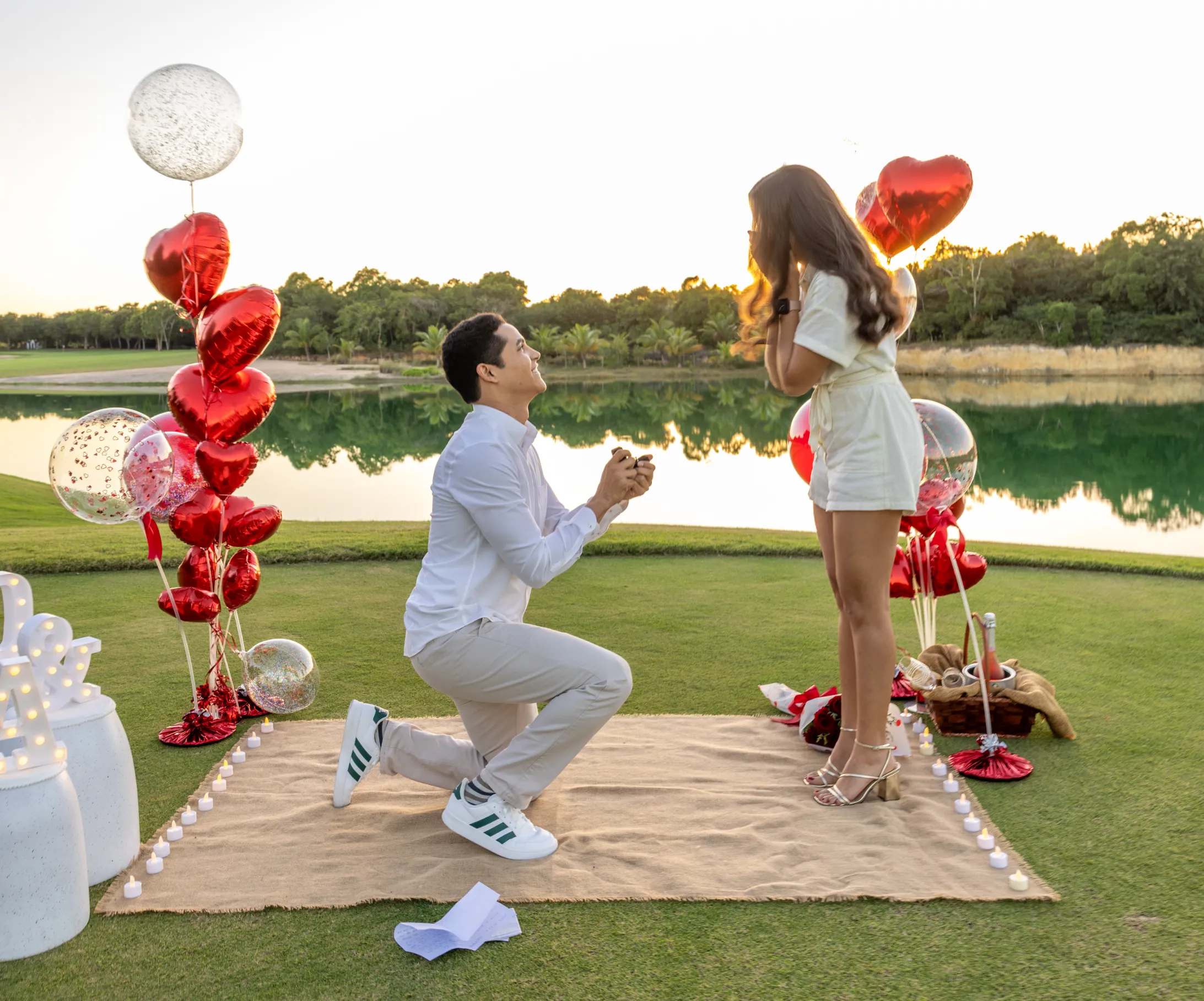 Caribbean proposal photography at sunset